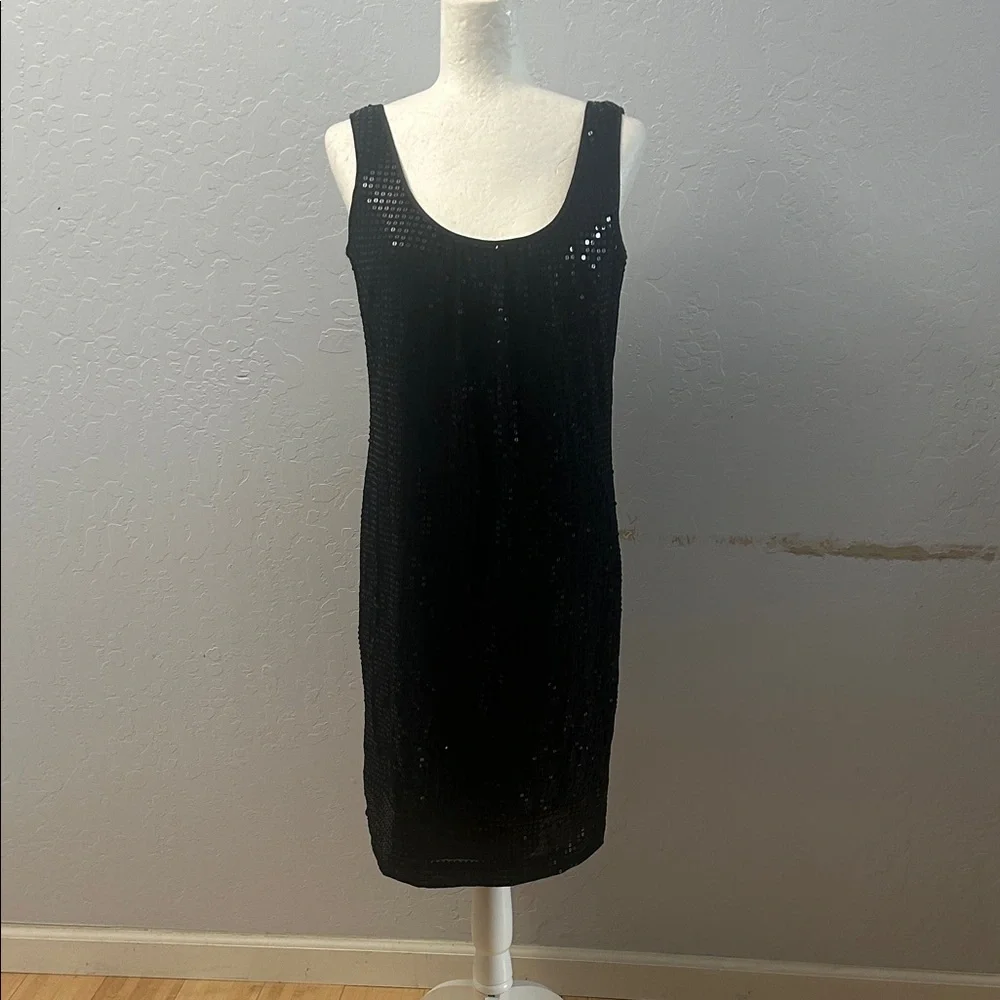 New York & Company Black Sequin Midi Dress